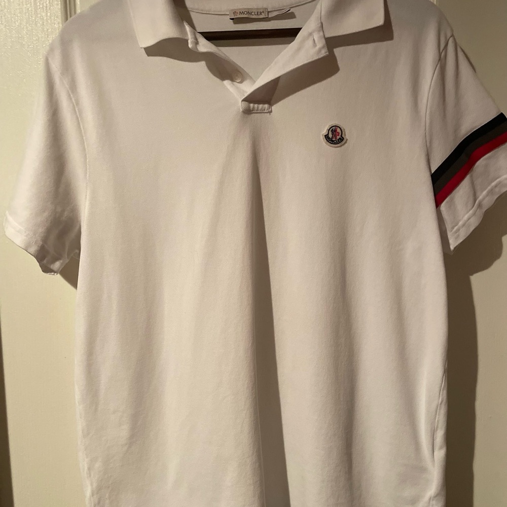 Moncler White Polo Shirt